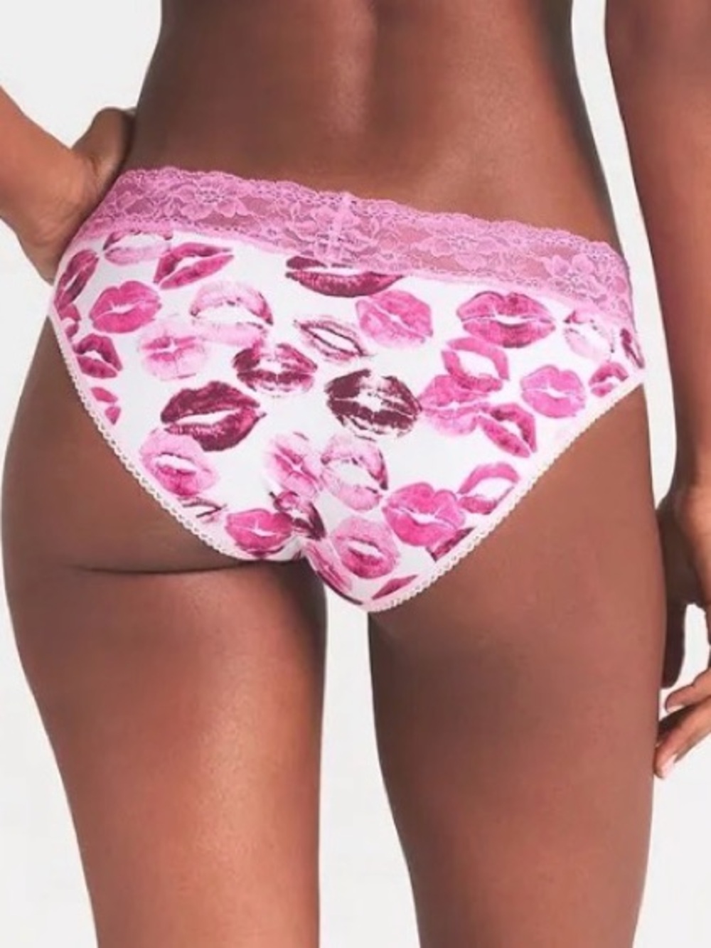 💗 SKIMS Lightweight Cotton Wide Lace Brief | Pink Allover Lipstick | Sz M | NWT